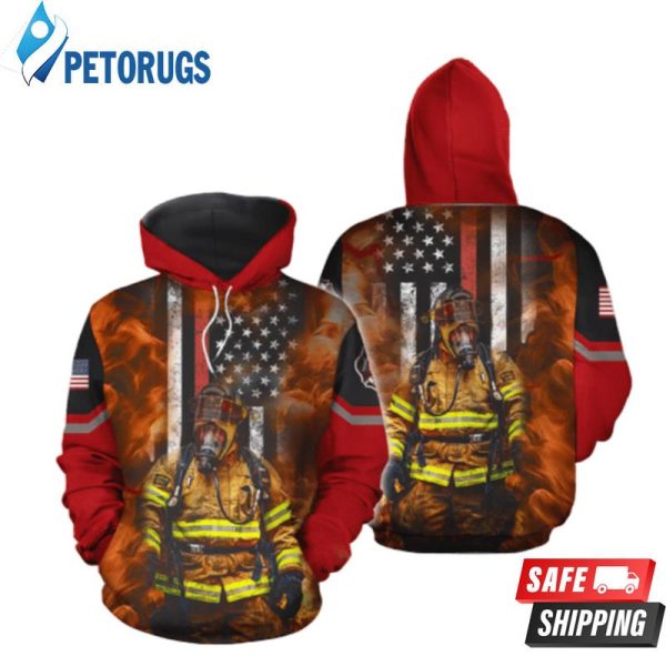 Amazing Red Line Us Fireman 3D Hoodie