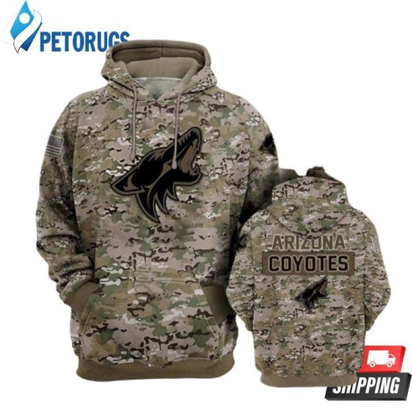 Arizona Coyotes Camouflage Veteran 3D Hoodie