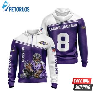 Baltimore Ravens And Lamar Jackson No 8 Up 2020 3D Hoodie