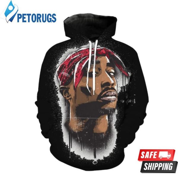 Black Tupac 2Pac Face 3D Hoodie