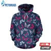 Butterfly Red Deep Blue Pattern 3D Hoodie