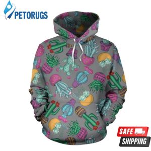 Cactus Colorful Pattern 3D Hoodie