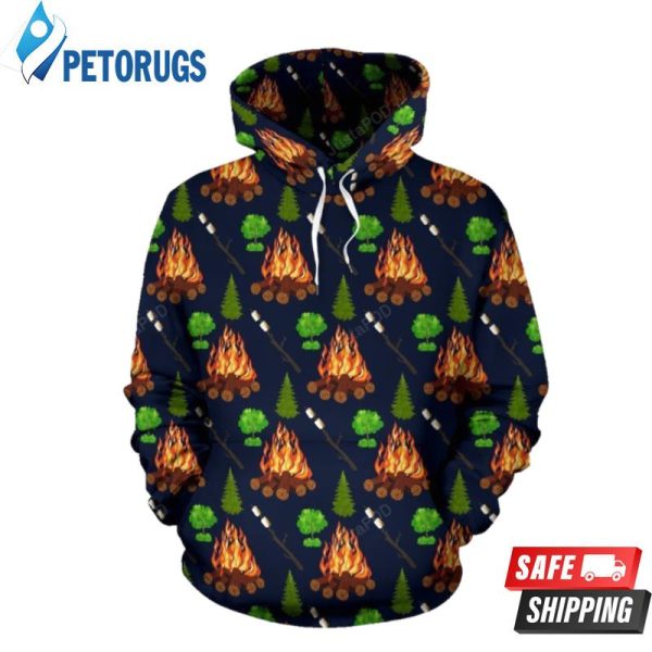 Camfire Marshmallow Camping 3D Hoodie