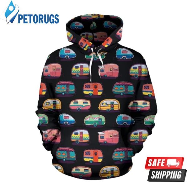 Camper Camping Pattern 3D Hoodie