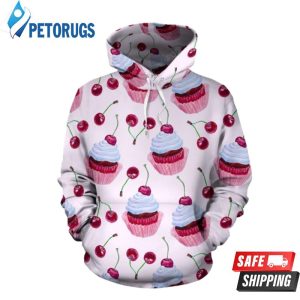 Cherry Cupcake Pink Pattern 3D Hoodie