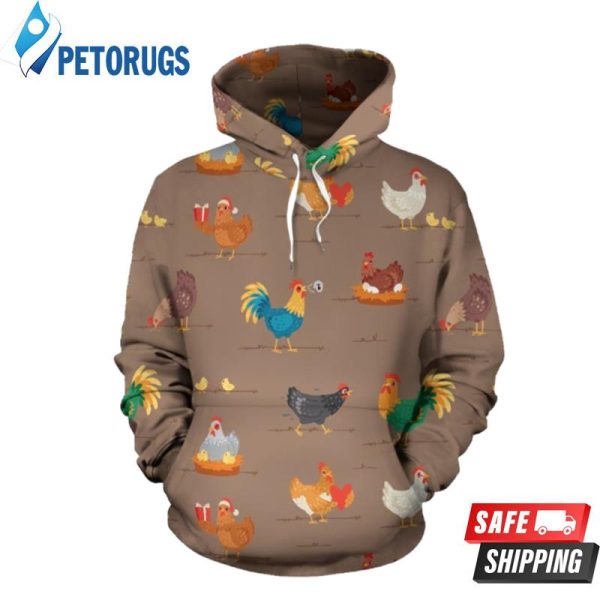 Chicken Happy Pattern 3D Hoodie