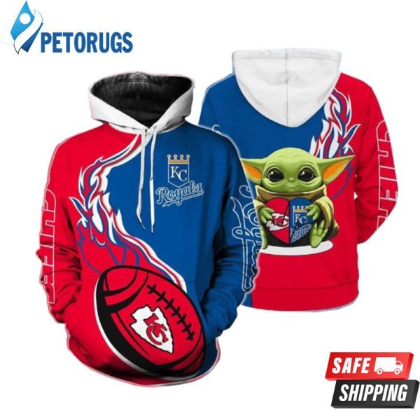 Chiefs Royals Baby Yoda Love 2 3D Hoodie