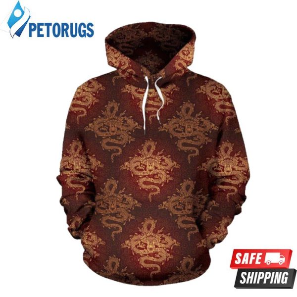 Chinese Dragons Gold 3D Hoodie