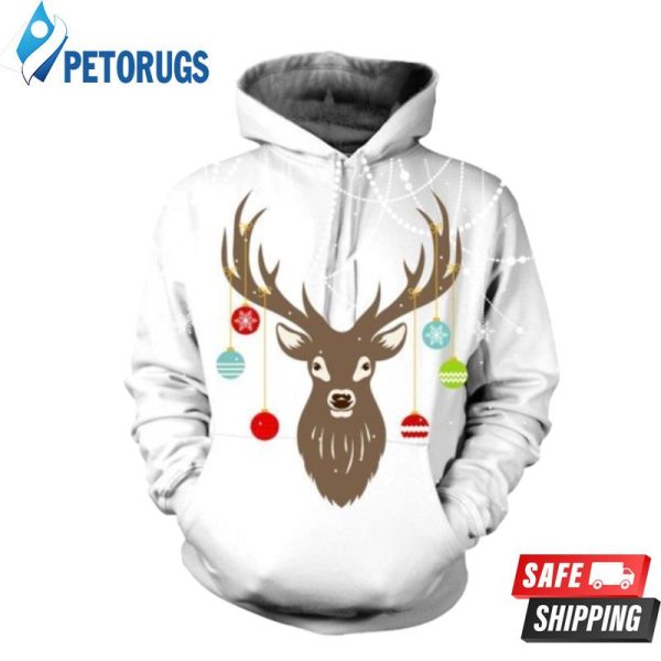 Christmas Funny Reindeer Pattern 3D Hoodie