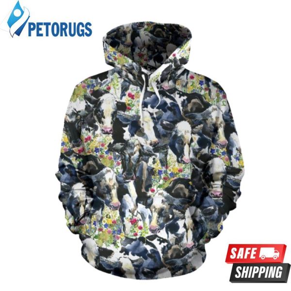 Cow Watercolor Pattern 3D Hoodie