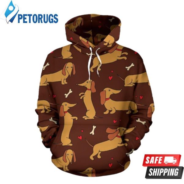 Dachshund Happy Pattern 3D Hoodie