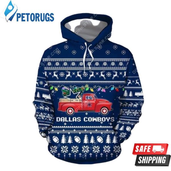 Dallas Cowboys Christmas Truck Ugly Christmas 1 3D Hoodie