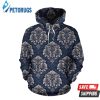 Damask Blue Luxury Pattern 3D Hoodie