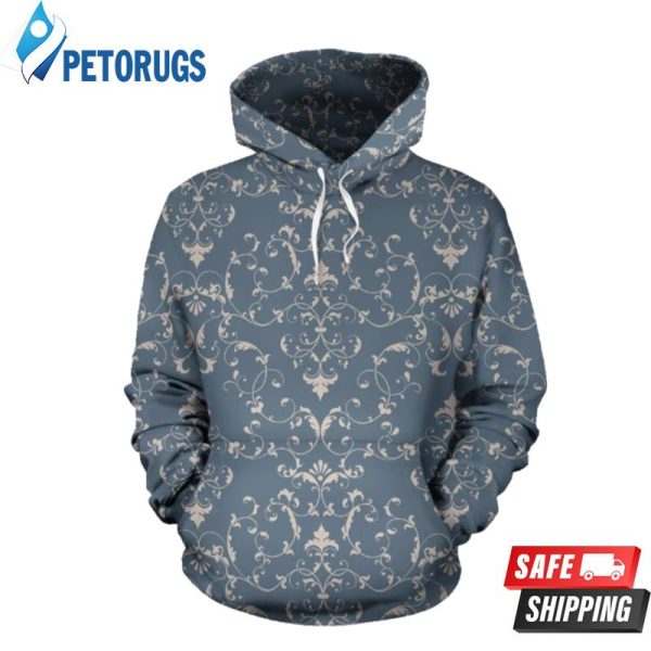 Damask Elegant Teal Pattern 3D Hoodie