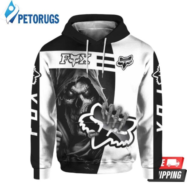 Death Skull Holds Logo Fox Racing 3D Hoodie