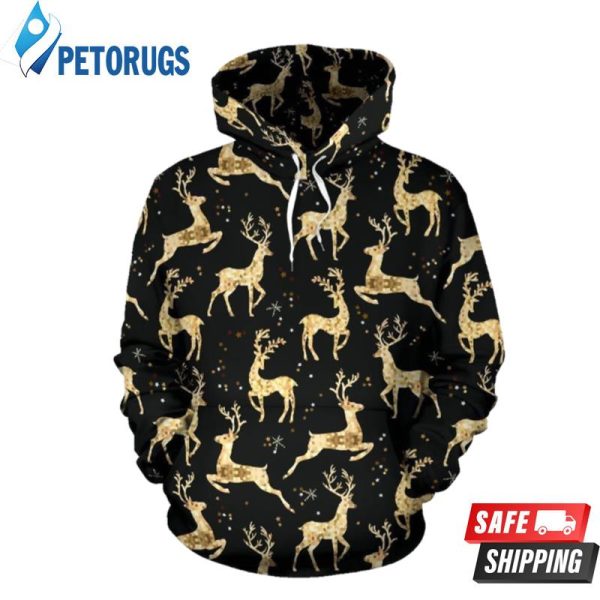 Deer Gold Pattern 3D Hoodie