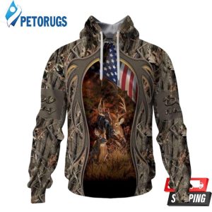 Deer Hunting American Flag Forest 3D Hoodie