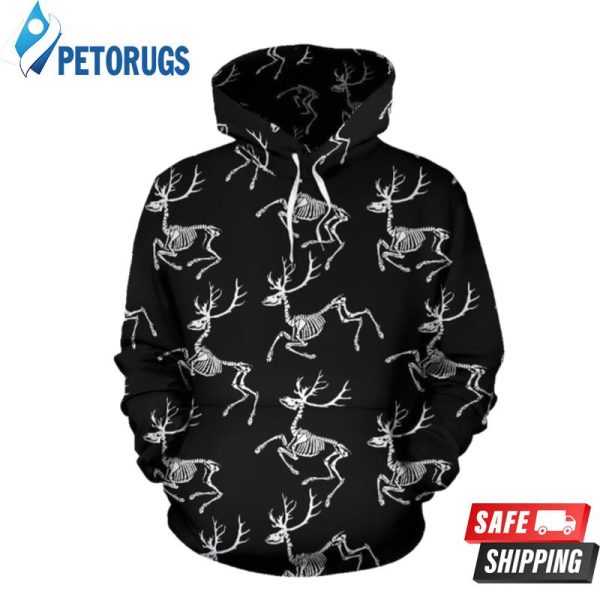 Deer Skeleton Pattern 3D Hoodie