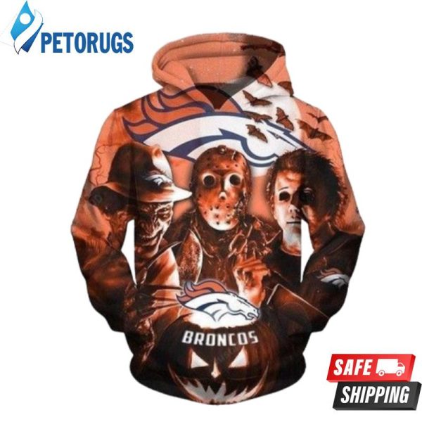 Denver Broncos Horror Night Halloween 3D Hoodie