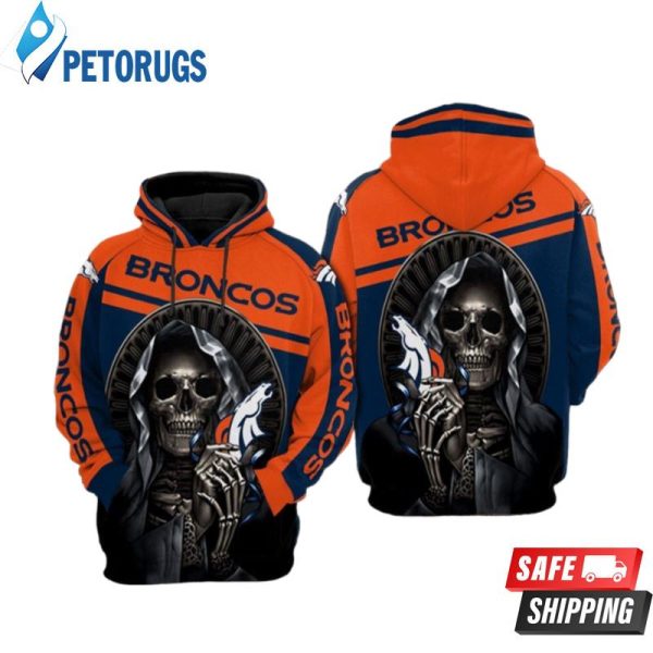 Denver Broncos Nfl Football Skull Denver Broncos 3D Hoodie