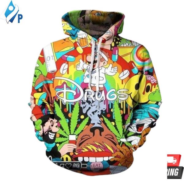 Drugs! Cartoon Collage 3D Hoodie