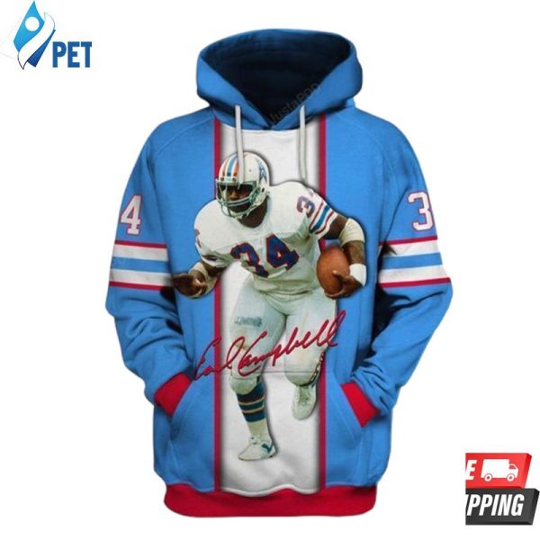 Earl Campbell Houston Oilers Ncaa Football Earl Campbell Houston Oilers Earl Campbell Houston Oilers 3D Hoodie