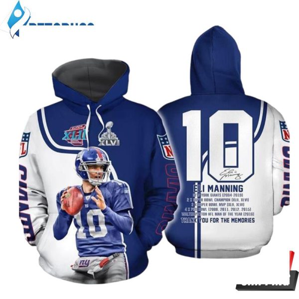 Eli Manning New York Giants 3D Hoodie