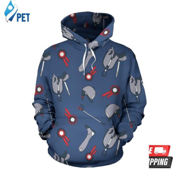 Equestrian Equipment Background 3D Hoodie