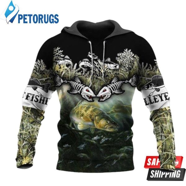 Fishes Fighting Walleye Fishing 3D Hoodie