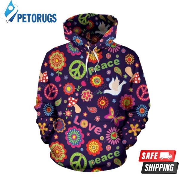 Flower Power Peace 3D Hoodie