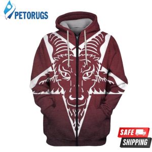 Goat Head On Pentagram 3D Hoodie