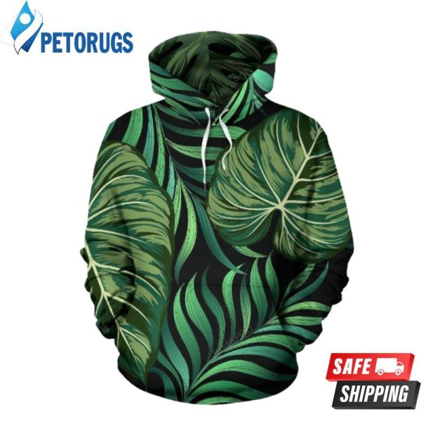 Green Fresh Tropical Palm Leaves 3D Hoodie