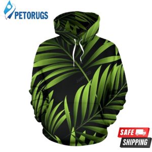 Green Neon Tropical Palm Leaves 3D Hoodie