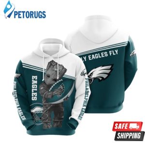 Groot Hold Philadelphia Eagles 3D Hoodie