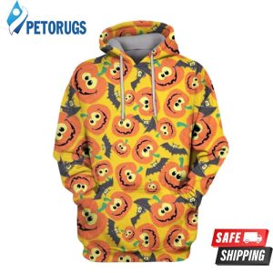 Halloween Themes With Bats And Pumpkins 3D Hoodie