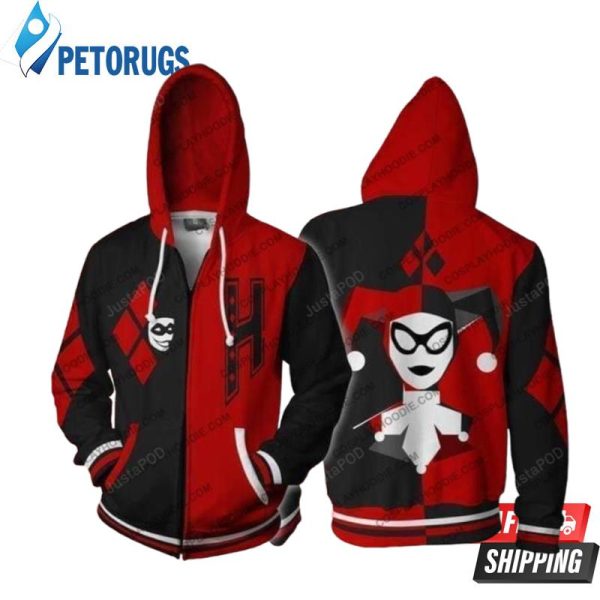 Harley Quinn Black And Red 3D Hoodie