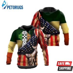 Hidden Irish Symbol Under Us Flag 3D Hoodie