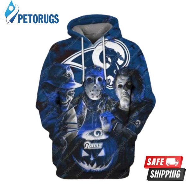 Horror Los Angeles Rams Jason Voorhees Freddy Krueger Michael Myers Halloween 3D Hoodie