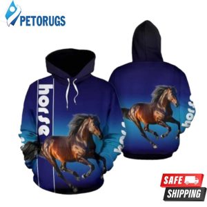 Horse With Blue Gradient 3D Hoodie