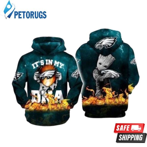 Its My Dna Philadelphia Eagles Baby Groot Ripped 3D Hoodie