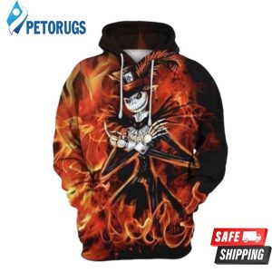 Jack Skellington On Fire Halloween Horror Movie 3D Hoodie