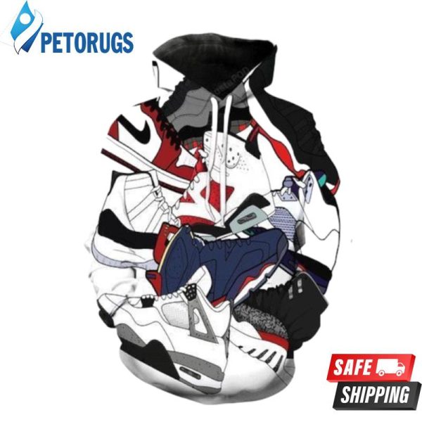 Jordan Shoes Collage And Pered Jordan Shoes Collage Custom Graphic 3D Hoodie