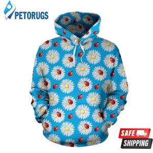 Ladybug With Daisy Themed Pattern 3D Hoodie