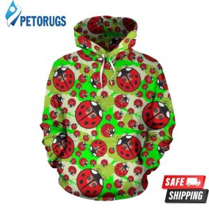 Ladybug With Leaf Pattern 3D Hoodie