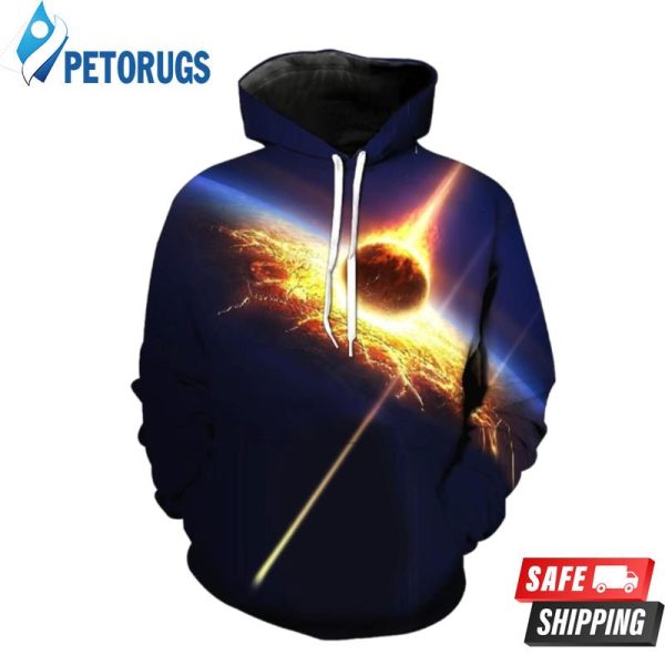 Meteor Hitting Earth 3D Hoodie