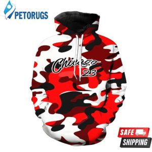 Michael Jowordan Chicago Bulls 23 Red Camouflage 3D Hoodie