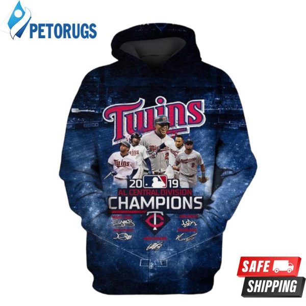 Minnesota Twins 2019 Al Central Division Champions Signatures Minnesota Twins 2019 Al Central Division Champions Signatures T 3D Hoodie