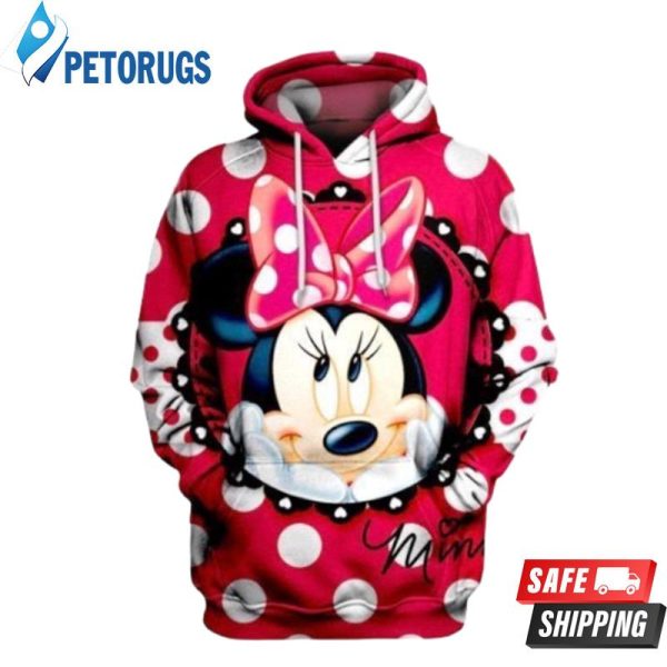 Minnie Mouse Face Cartoon 3D Hoodie