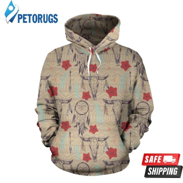 Native Buffalo Head Themed 3D Hoodie