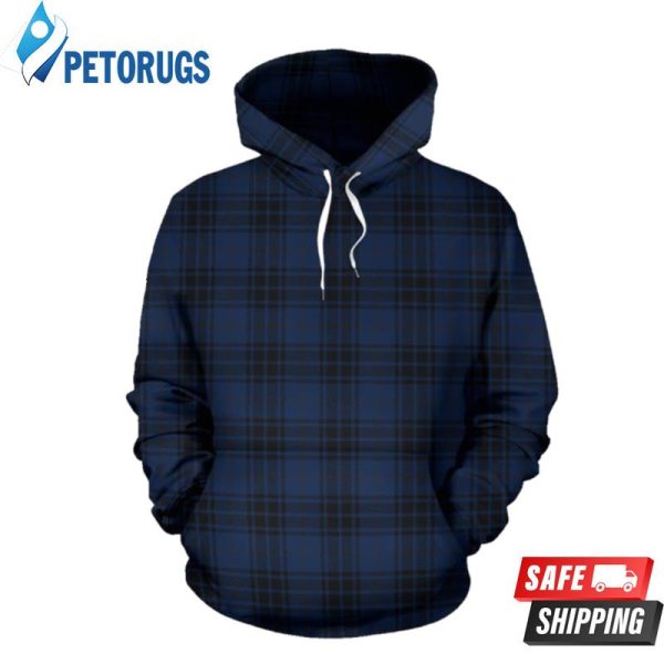 Navy Blue Tartan Plaid Pattern 3D Hoodie